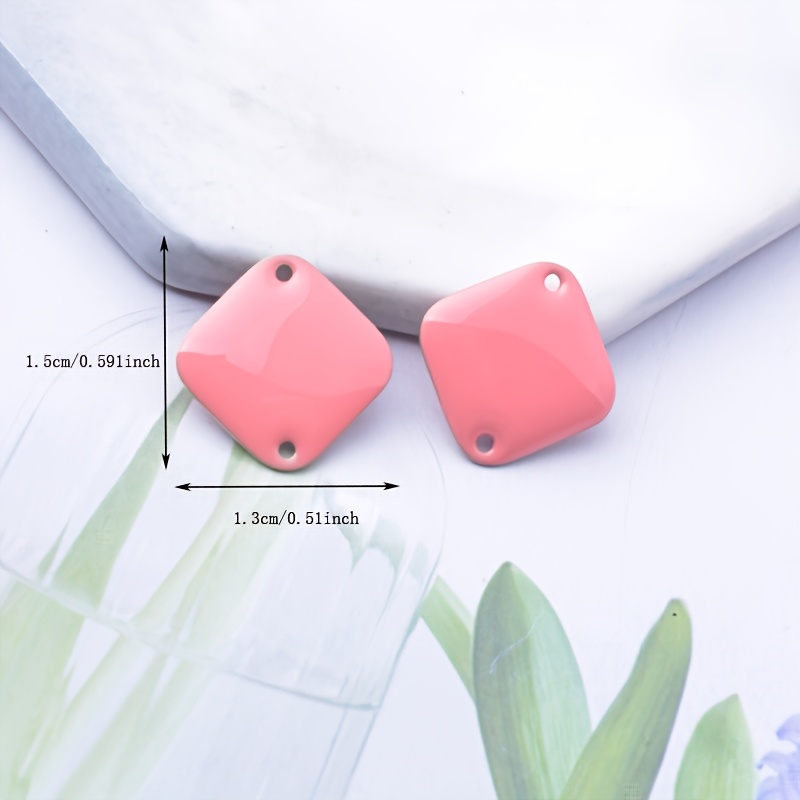 6pcs Colorful Geometric Square Charms for DIY Earrings